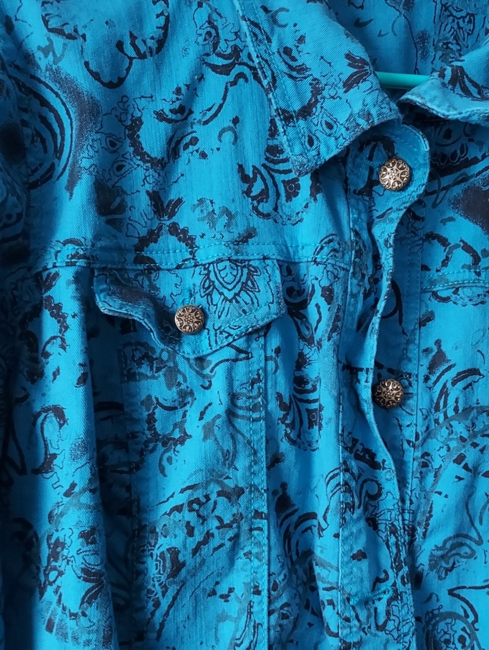 Erika Blue Patterned Button-Up Jacket - Picture 3 of 13